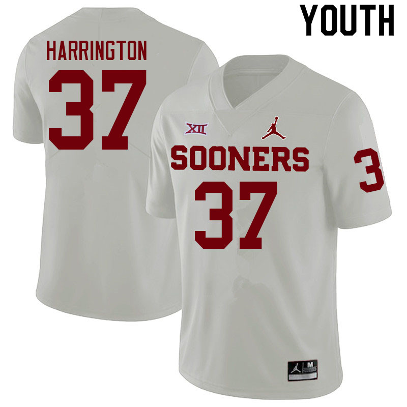 Youth #37 Justin Harrington Oklahoma Sooners College Football Jerseys Sale-White